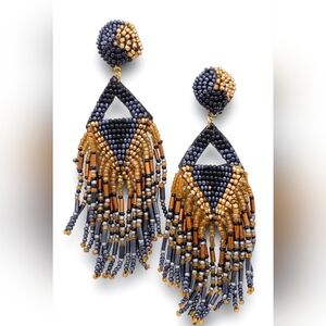 Modern Boho "Know Your Power" - Black/Gold Beaded Chandelier Earrings